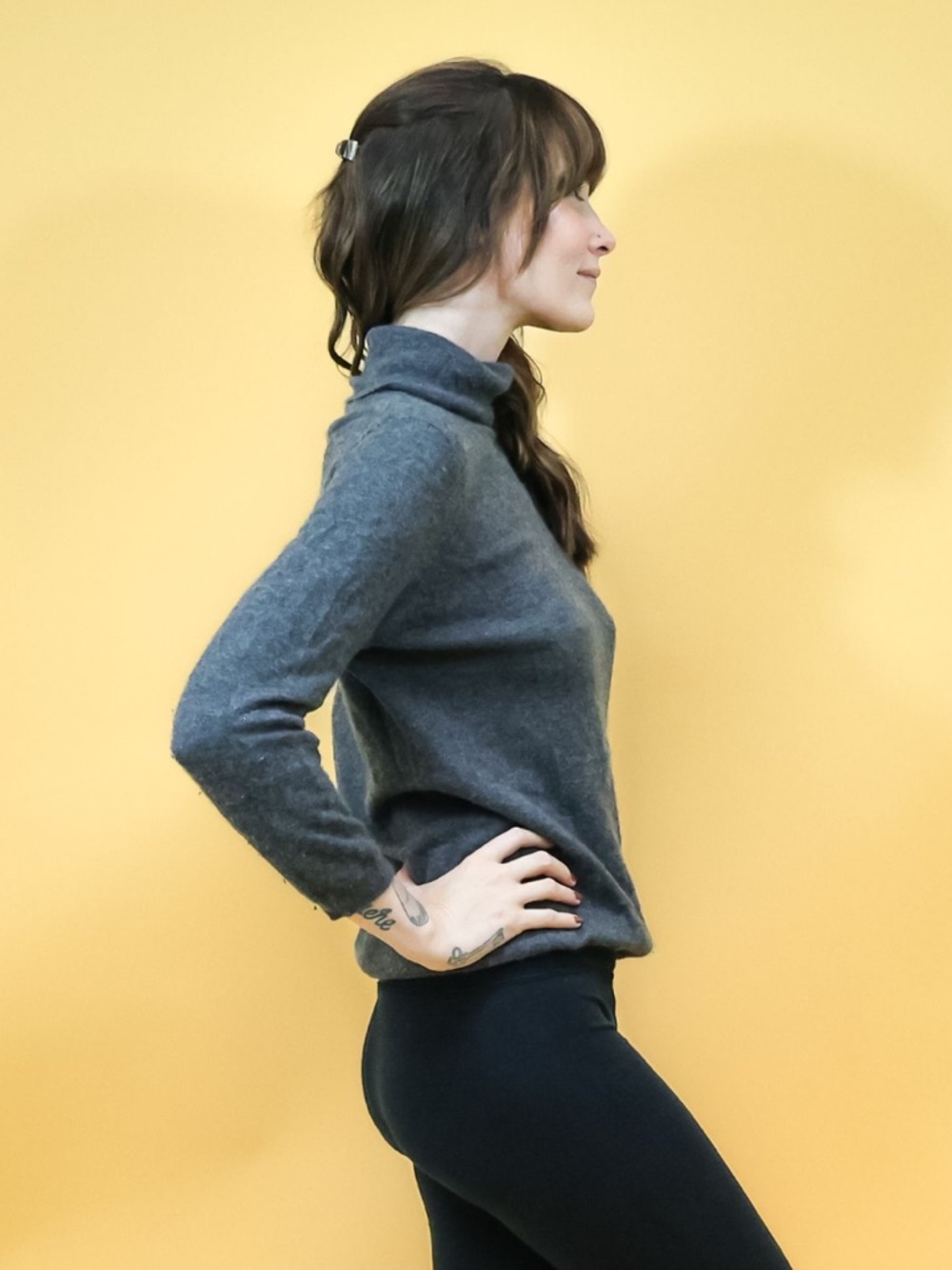 Sutton Studio Charcoal Gray Cowl Neck Sweater